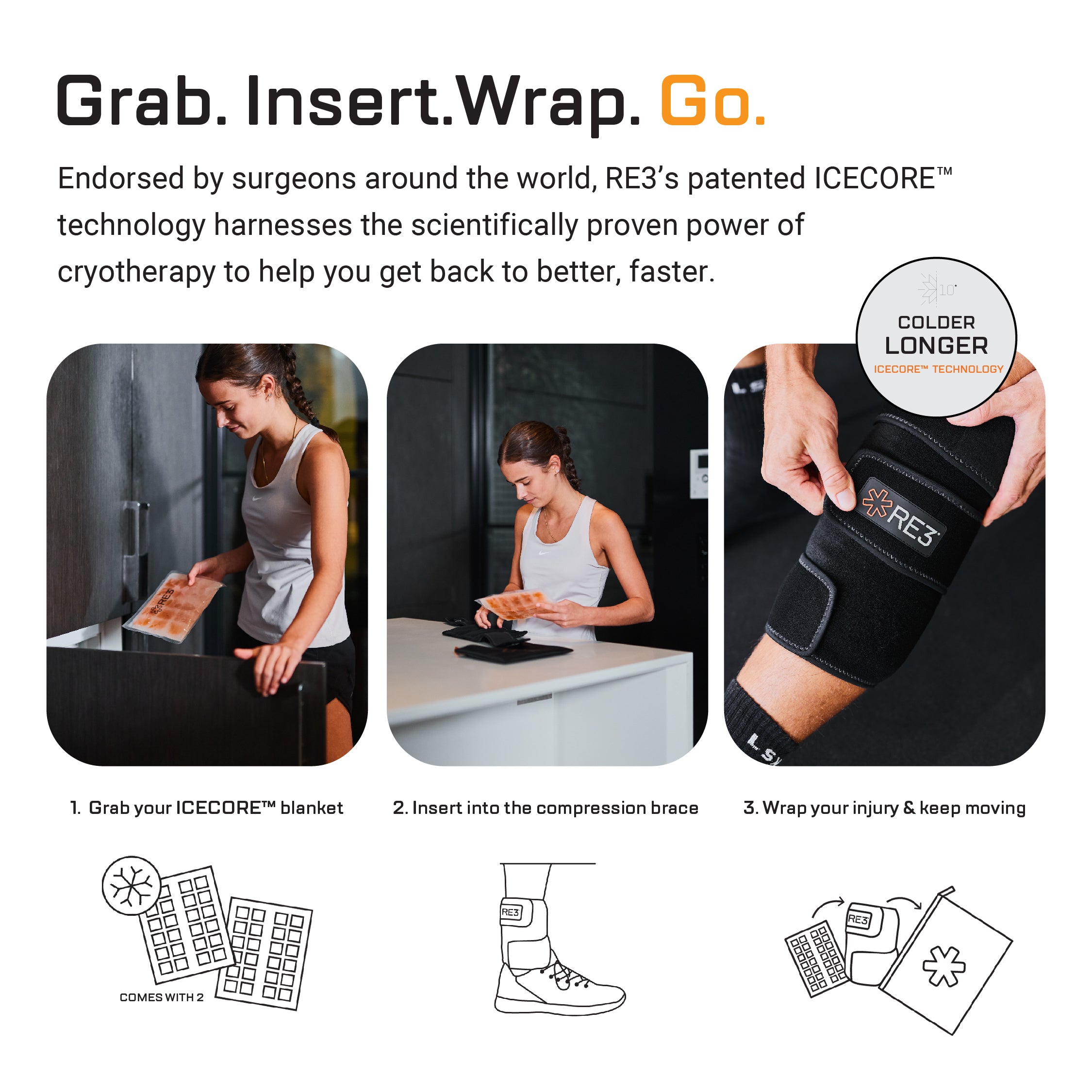 RE3 Ice Compression Pack For Knee Injuries
